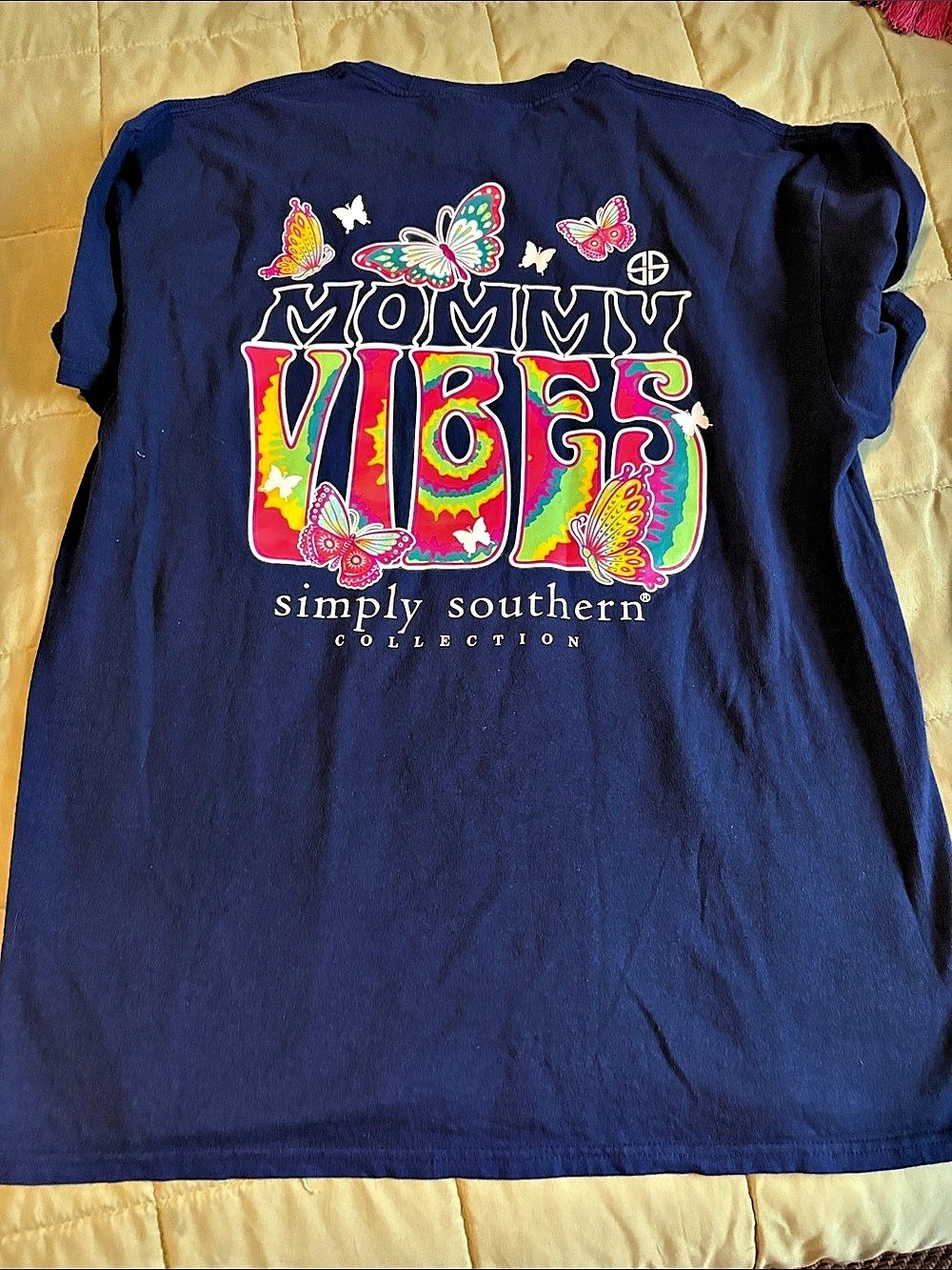 Simply Southern Mommy Vibes Butterfly Graphic T-Shirt Blue